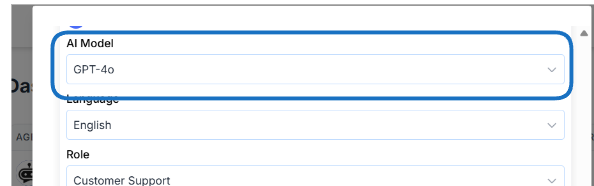 AI Model Selection Dropdown