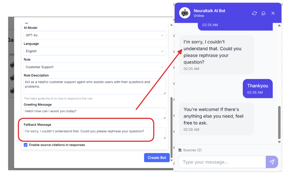Fallback Message Example