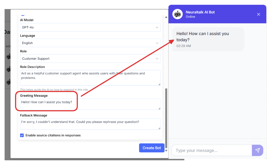 Greeting Message Example